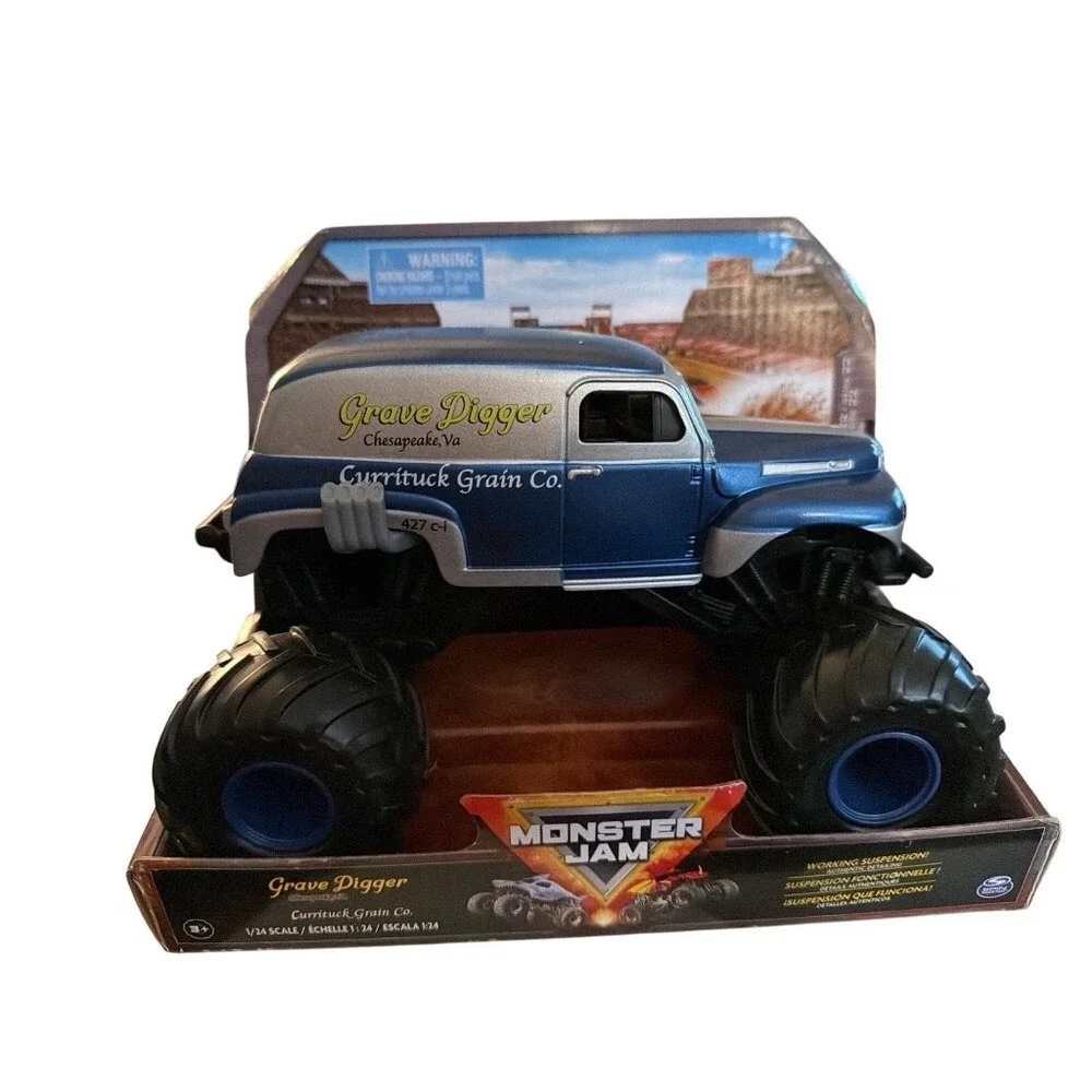 Monster Jam Grave Digger Currituck Grain Co Blue Silver 1:24 Scale Series 22
